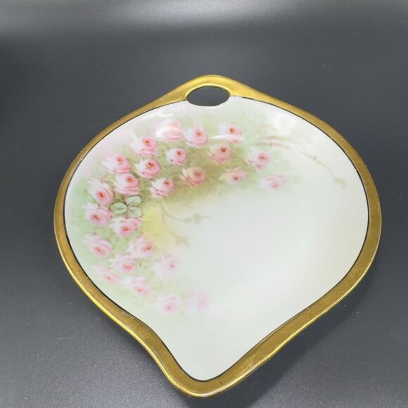 1960s German Porcelain Hand Painted Dish Plate With Handle Artist Signed Vintage - Picture 8 of 13